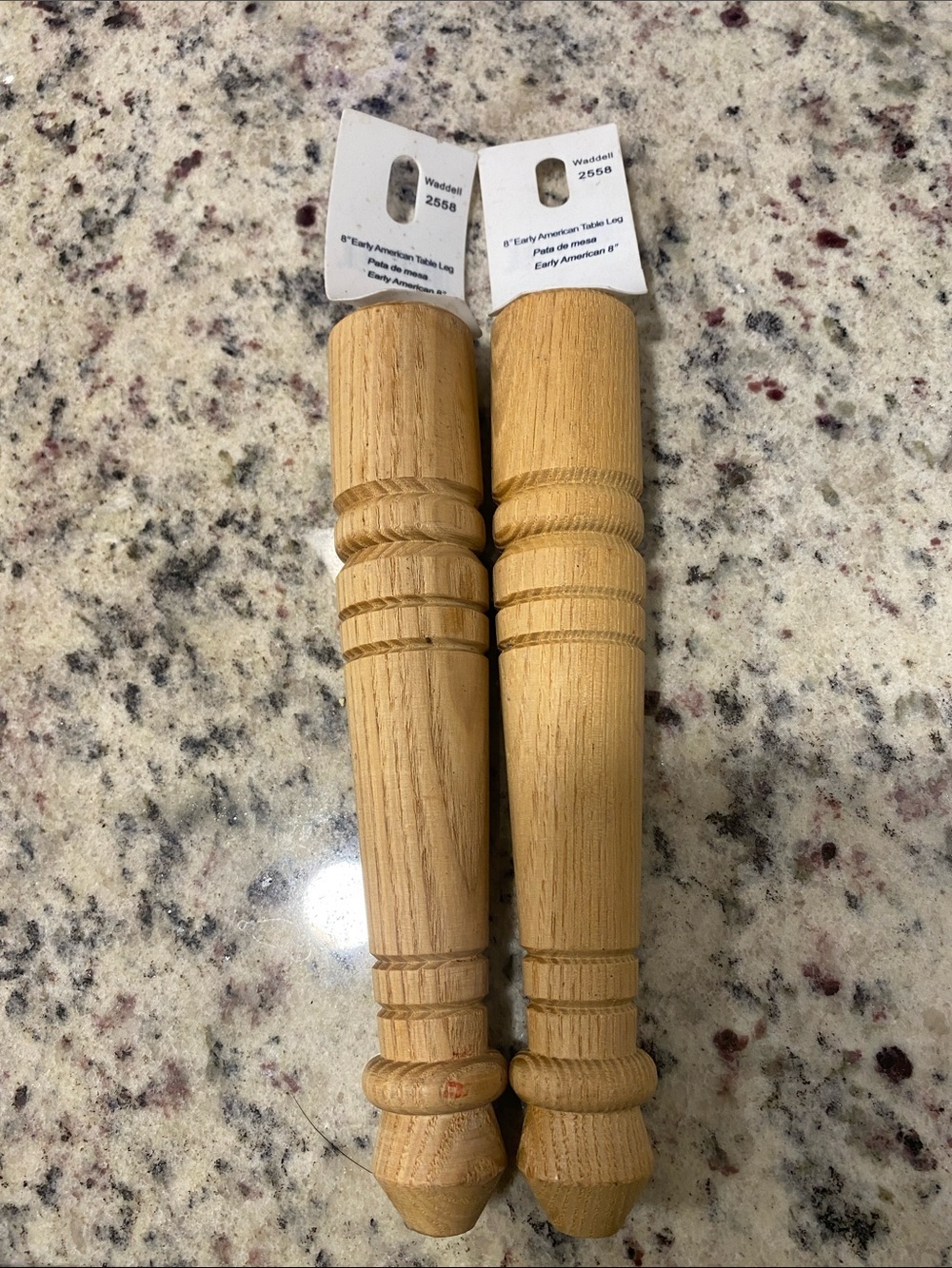 Set of 2 Natural Wood8” Early American Replacement Furniture Legs - Light Oak